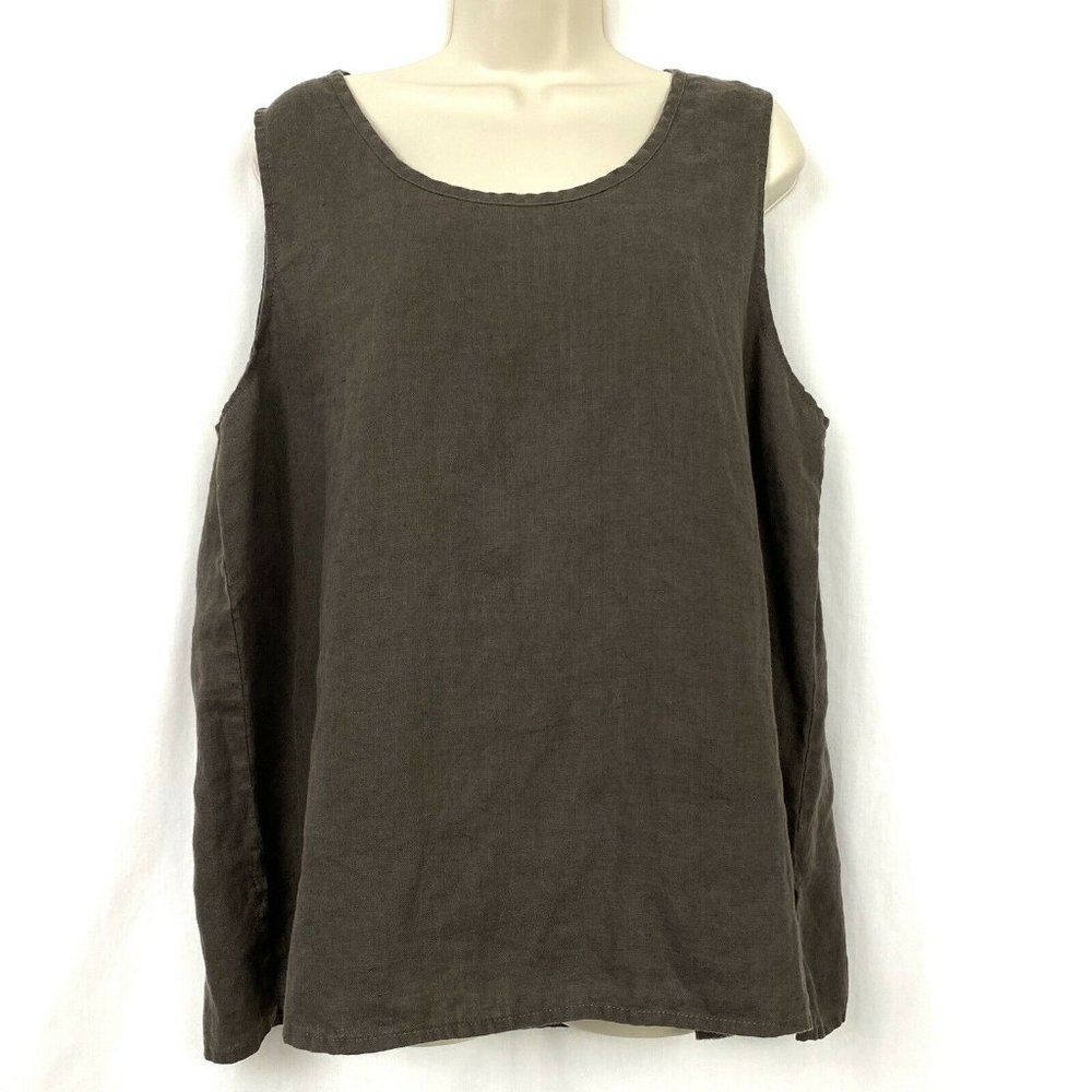 Flax Brand Linen Tank Top L Womens Brown